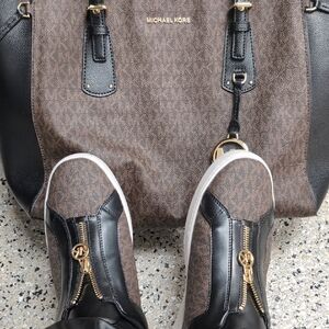 Michael Kors Black and Brown Tote with Sneakers